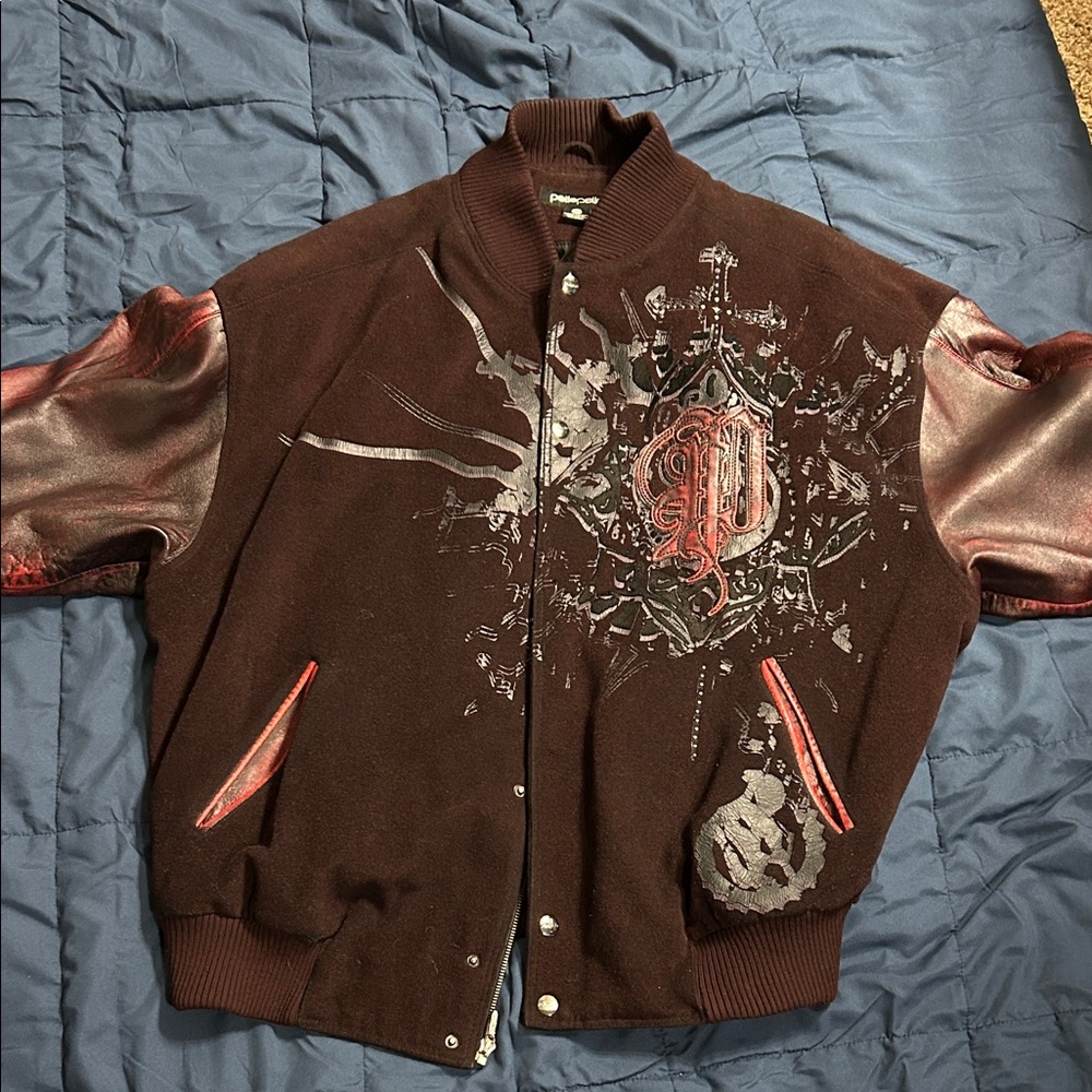 Pelle Pelle Brown and Red Bomber Jacket